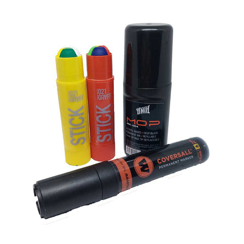 Pack II BNIK Mop, 021GRAFF Stick Paint & MOLOTOW Coversall (4 und.)